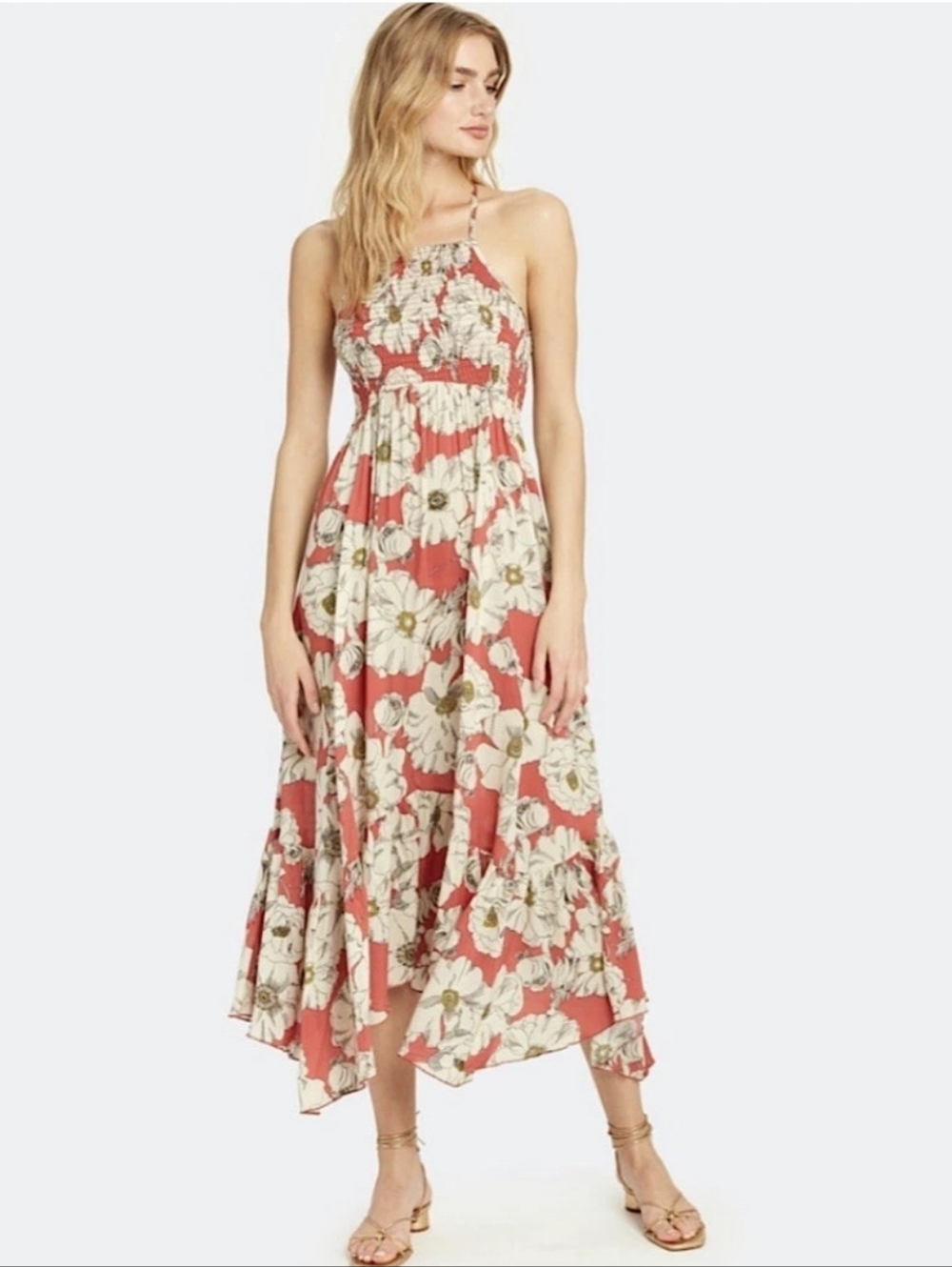 Free People Intimately Heat Wave Floral Printed Maxi Slip Dress Womens Size S